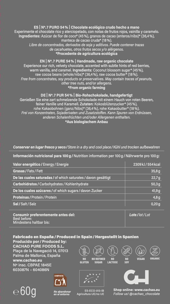 
                      
                        54% Pure, Organic Chocolate Bar
                      
                    