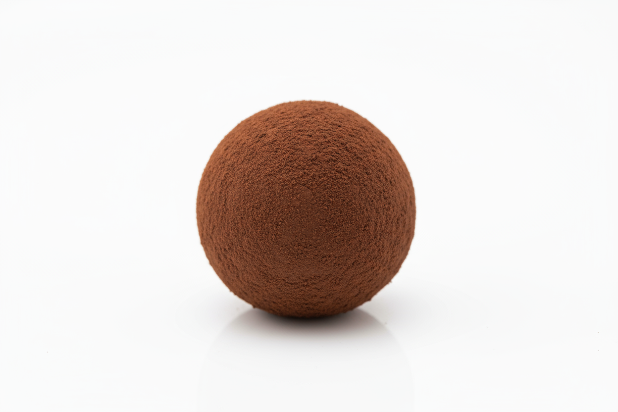 cacao powder all over the ball